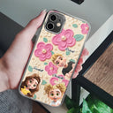 Gift For Grandma,Gift For Grandkids,Happy - Grandma's Mom's Kids 3D Effect Flower Pattern - Personalized Clear Phone Case
