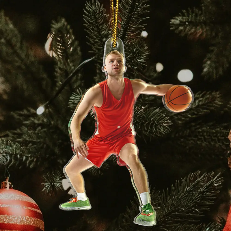 Gift For Yourself,Gift For Women,Gift For Men,Happy,Christmas,Custom Photo,Basketball,Photo Hobby Ornament - Custom Photo Basketball Players Christmas Decorations - Personalized Acrylic Photo Ornament