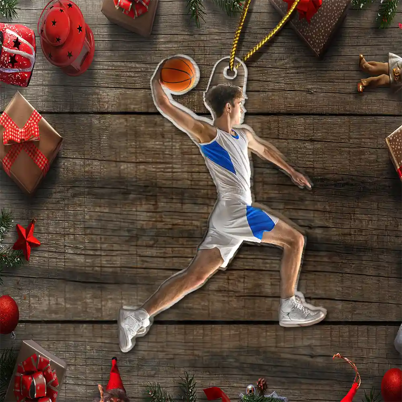 Gift For Yourself,Gift For Women,Gift For Men,Happy,Christmas,Custom Photo,Basketball,Photo Hobby Ornament - Custom Photo Basketball Players Christmas Decorations - Personalized Acrylic Photo Ornament