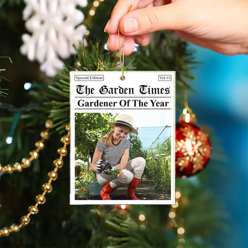Gift For Yourself,Gardening,Gift For Women,Gift For Men,Christmas,Happy,Custom Photo - Custom Photo The Garden Times Gardener Of The Year - Personalized Custom Shaped Acrylic Ornament