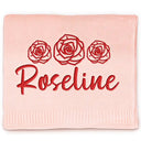 New baby,New Dad,New Mom,Gift For Kids,Happy - Birth Flower Line Art Custom Name - Personalized Embroidered Knitted Baby Blanket