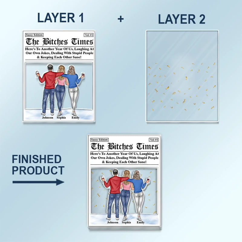 Gift For Bestie,Old Best friends,Gift For Sisters,Happy - Here's To Another Year Of Us The Besties Times - Personalized Custom Shaped Acrylic Car Visor Clip