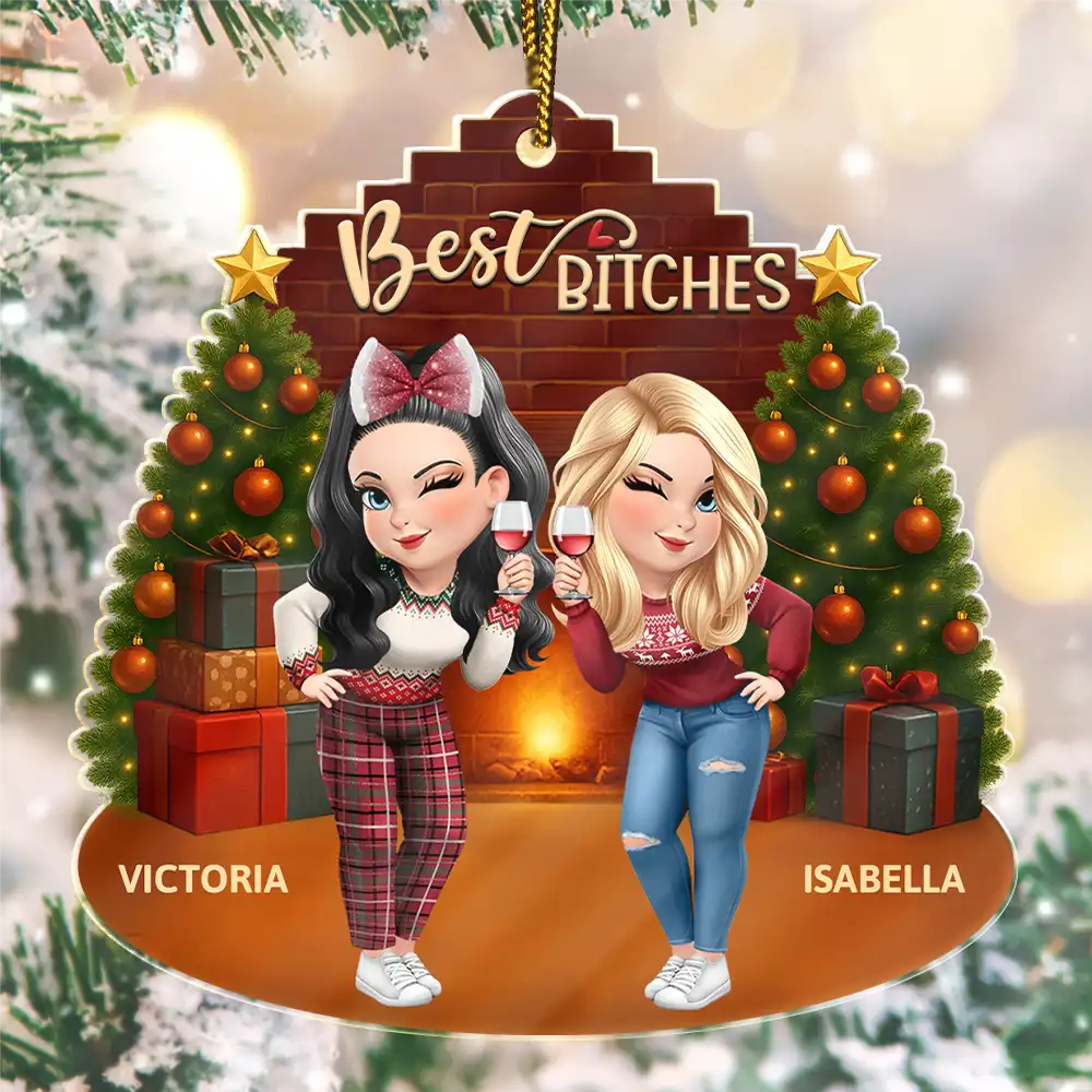 Gift For Bestie,Gift For Sisters,Gift For Sibling,Gift For Brothers,Cousin,Happy,Christmas - 3D Effect Turban Woman Besties Forever - Personalized Custom Shaped Acrylic Ornament