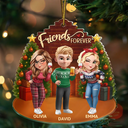 Gift For Bestie,Gift For Sisters,Gift For Sibling,Gift For Brothers,Cousin,Happy,Christmas - 3D Effect Turban Woman Besties Forever - Personalized Custom Shaped Acrylic Ornament