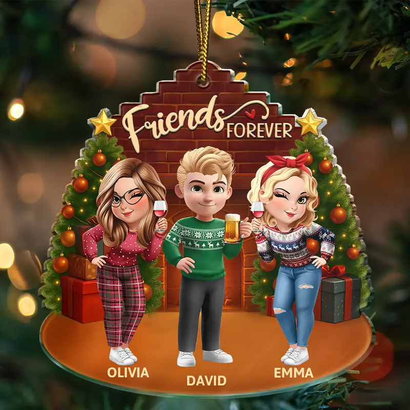 Gift For Bestie,Gift For Sisters,Gift For Sibling,Gift For Brothers,Cousin,Happy,Christmas - 3D Effect Turban Woman Besties Forever - Personalized Custom Shaped Acrylic Ornament