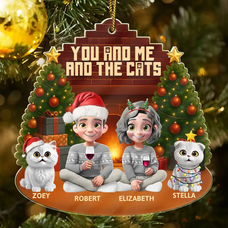 You Me & The Cat In House Personalized Christmas Ornament