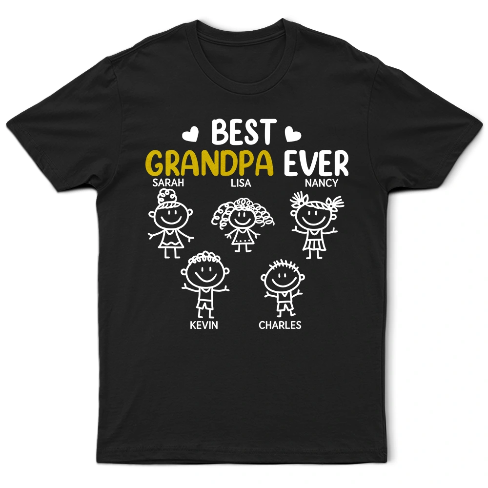 Best Dad Grandpa Ever Kid Stick Figures - Personalized T Shirt