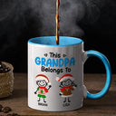 Gift For Grandpa,Gift For Grandma,Gift For Grandparents,Gift For Mother,Gift For Father,Christmas,Happy,Stick Figure - This Grandpa Grandma Belongs To Christmas Kid Stick Figures - Personalized Accent Mug