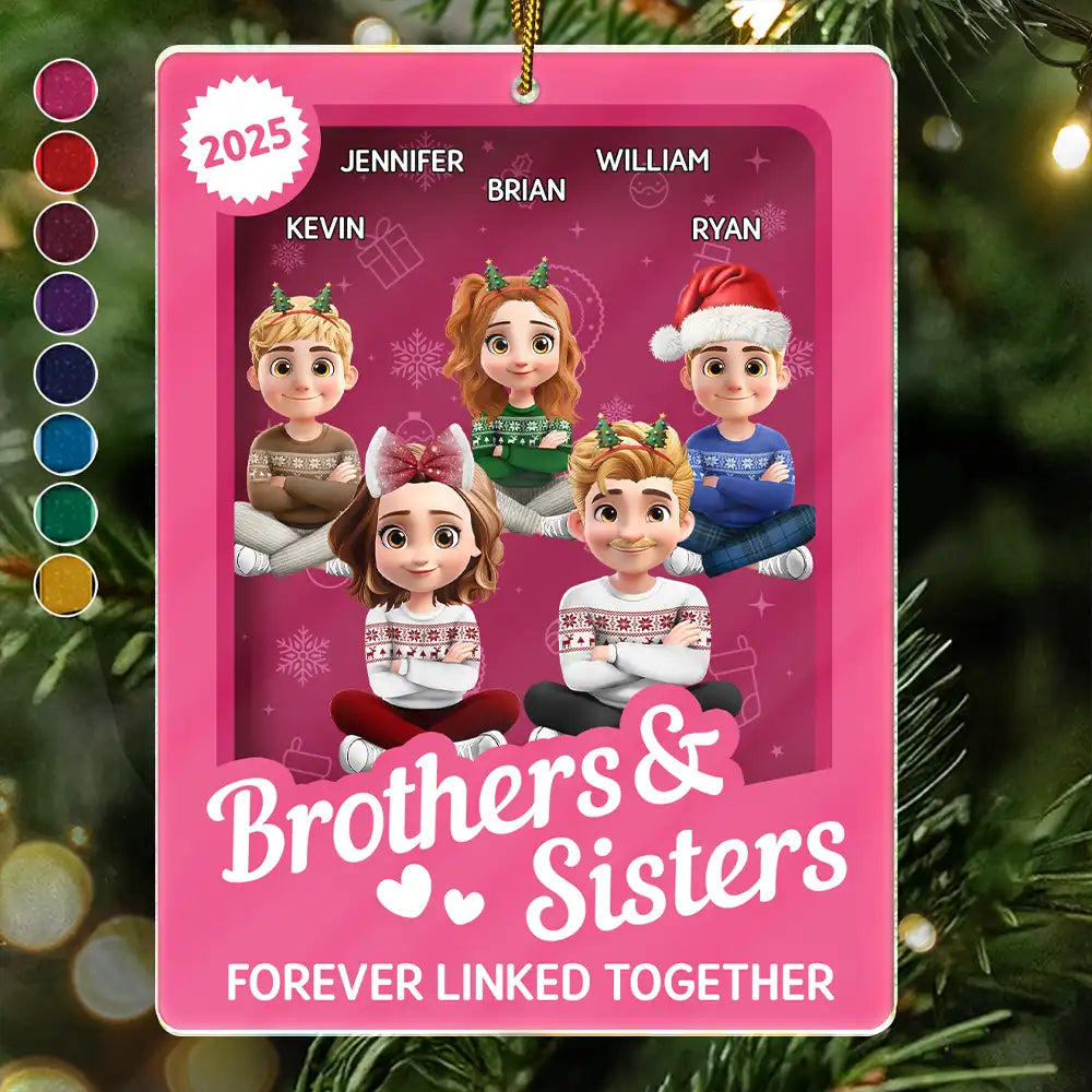 Brothers & Sisters Forever Linked Together Toy Box - Personalized Custom Shaped Acrylic Ornament