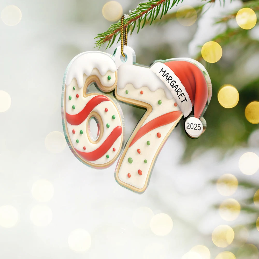 Gift For Kids,Gift For Grandkids,Funny,Christmas,Top Market - Six Seven Funny Slang Christmas Decoration - Personalized Custom Shaped Acrylic Ornament