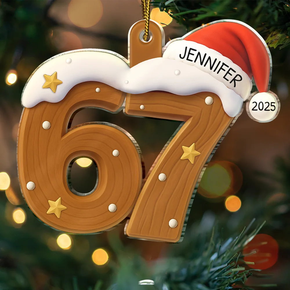 Gift For Kids,Gift For Grandkids,Funny,Christmas,Top Market - Six Seven Funny Slang Christmas Decoration - Personalized Custom Shaped Acrylic Ornament