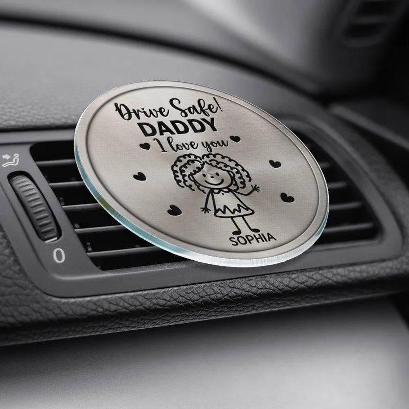 Gift For Grandpa,Gift For Grandma,Gift For Grandparents,Gift For Mother,Gift For Father,Happy,Stick Figure - Drive Safe Grandpa Daddy Kid Stick Figures - Personalized Acrylic Car Vent Clip