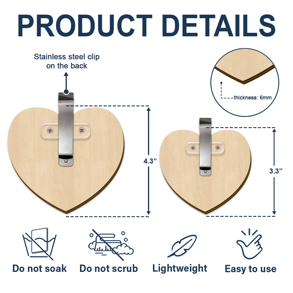 Stick Figure,Gift For Father,Gift For Grandpa,Gift For Mother,Gift For Grandma,Happy - Drive Safe Daddy Kid Stick Figures Heart Shaped - Personalized Custom Shaped Car Visor Clip