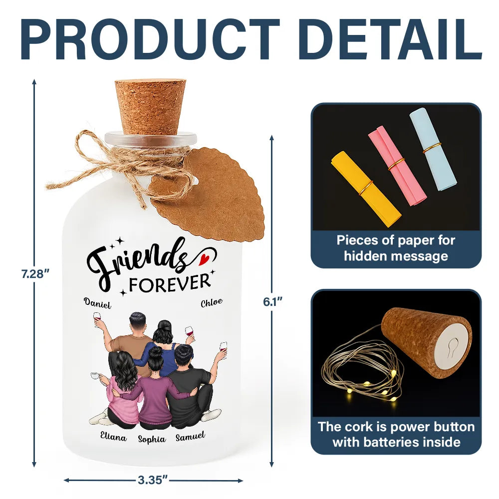 Gift For Bestie,Gift For Sisters,Gift For Brothers,Happy - Our Memories Are Countless Our Friendship Is Endless - Personalized Short Bottle Light