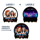 Gift For Bestie,Gift For Sisters,Happy - 3D Effect Turban Besties Drive Safe I Love You - Personalized Custom Shaped Car Visor Clip