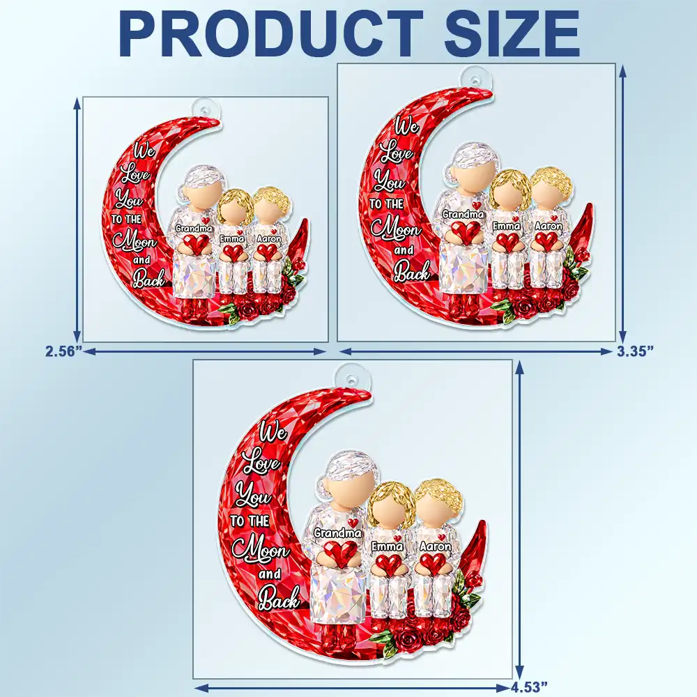 Gift For Grandma,Gift For Grandpa,Gift For Grandparents,Love - 3D Crystal Effect I Love You To The Moon And Back - Personalized Acrylic Car Hanger