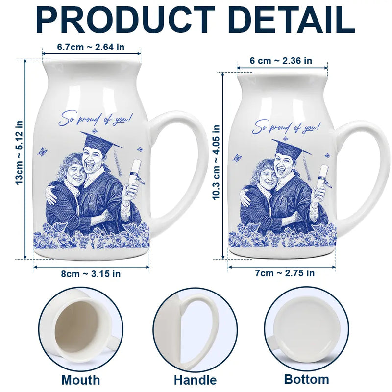 Gift For Mother,Gift For Grandma,Family,Dog Lovers,Dog Mom,Cat Lovers,Cat Mom,Pet Lovers,Pet Mom,Gift For Bestie,Happy - Custom Photo Pencil Sketch Art Loving Couple Family Pet - Personalized Ceramic Flower Vase