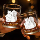 Gift For Mother,Gift For Father,Love,New Dad,New Mom,Photo - Pencil Sketch (White BG) - Custom Photo Pencil Sketch Art Family Dog Cat Portrait - Personalized Whiskey Glass