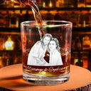 Gift For Mother,Gift For Father,Love,New Dad,New Mom,Photo - Pencil Sketch (White BG) - Custom Photo Pencil Sketch Art Family Dog Cat Portrait - Personalized Whiskey Glass