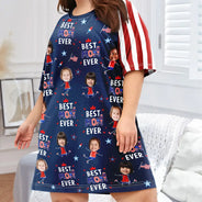 Gift For Mother,Gift For Grandma,Happy,Independence Day,Photo,Icon - Custom Photo Stars & Stripes Best Mom Grandma Ever - Personalized Women's Sleep Tee