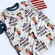 Custom Photo Stars & Stripes Best Dad Mom Grandpa Grandma Ever - Personalized Full Print T Shirt