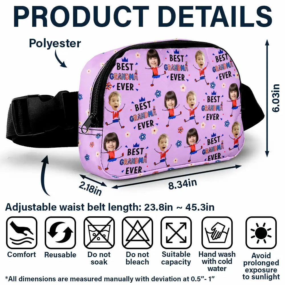 Gift For Mother,Gift For Grandma,Happy,Gift For Father,Gift For Grandpa,Summer,Independence Day,Photo,Icon,Humorous - Custom Photo Stars & Stripes Best Dad Mom Grandpa Grandma Ever - Personalized Crossbody Belt Bag