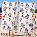 Gift For Mother,Gift For Grandma,Happy,Gift For Father,Gift For Grandpa,Summer,Independence Day,Photo,Icon,Humorous - Custom Photo Stars & Stripes Best Dad Mom Grandpa Grandma Ever - Personalized Beach Towel
