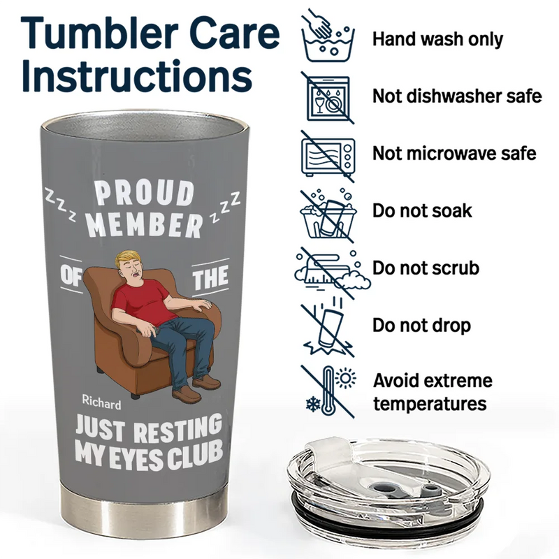 Gift For Father,Gift For Grandpa,Gift For Men,Non-Eng,Vector,Humorous - I'm Just Resting My Eyes - Personalized Tumbler