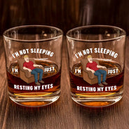 Gift For Father,Gift For Grandpa,Gift For Men,Non-Eng,Vector,Humorous - I'm Just Resting My Eyes - Personalized Whiskey Glass
