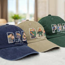 Gift For Grandpa,Gift For Father,New Dad,Non-Eng,Photo - Faceless Portrait,Adorable - Custom Photo Faceless Portrait Dad Papa Portrait - Personalized Vintage Washed Denim Cap
