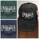 Gift For Grandpa,Gift For Father,New Dad,Non-Eng,Photo - Faceless Portrait,Adorable - Custom Photo Faceless Portrait Dad Papa Portrait - Personalized Vintage Washed Denim Cap