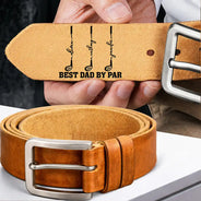 Gift For Grandpa,Gift For Father,Golf,Non-Eng,Icon,Proud - Best Dad Grandpa By Par Golf Clubs - Personalized Cowhide Leather Belt