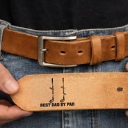 Gift For Grandpa,Gift For Father,Golf,Non-Eng,Icon,Proud - Best Dad Grandpa By Par Golf Clubs - Personalized Cowhide Leather Belt
