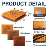 Gift For Father,Custom Photo,Art Design,Grateful,Photo - Pencil Sketch - Bold - Custom Photo Bold Sketch A Son Daughter's First Hero - Personalized Engraved Leather Wallet