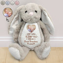 Memorial,Family,Gift For Grandparents,Parents - Custom Photo Memorial Sent With A Kiss From My Great Grandma In Heaven - Personalized Soft Toy Bunny