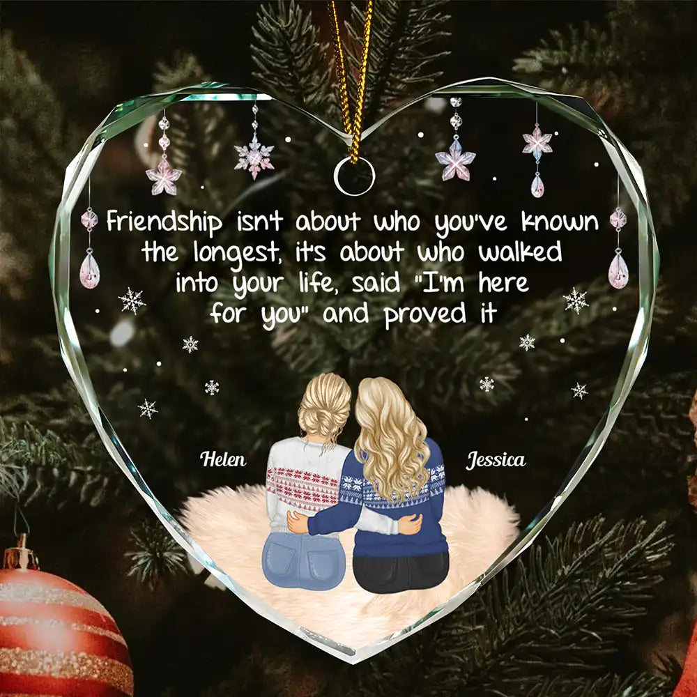 Friendship Isn't About Who You've Known The Longest - Personalized Heart Shaped Glass Ornament