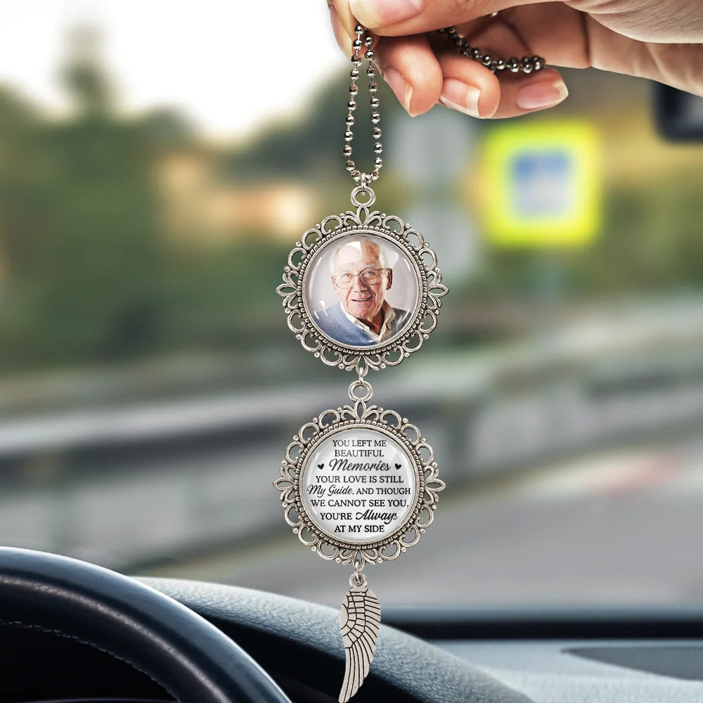 Sad,Memorial,Family,Parents,Gift For Grandparents - Custom Photo You Left Me Beautiful Memories Memorial - Personalized Photo Pendant Charm