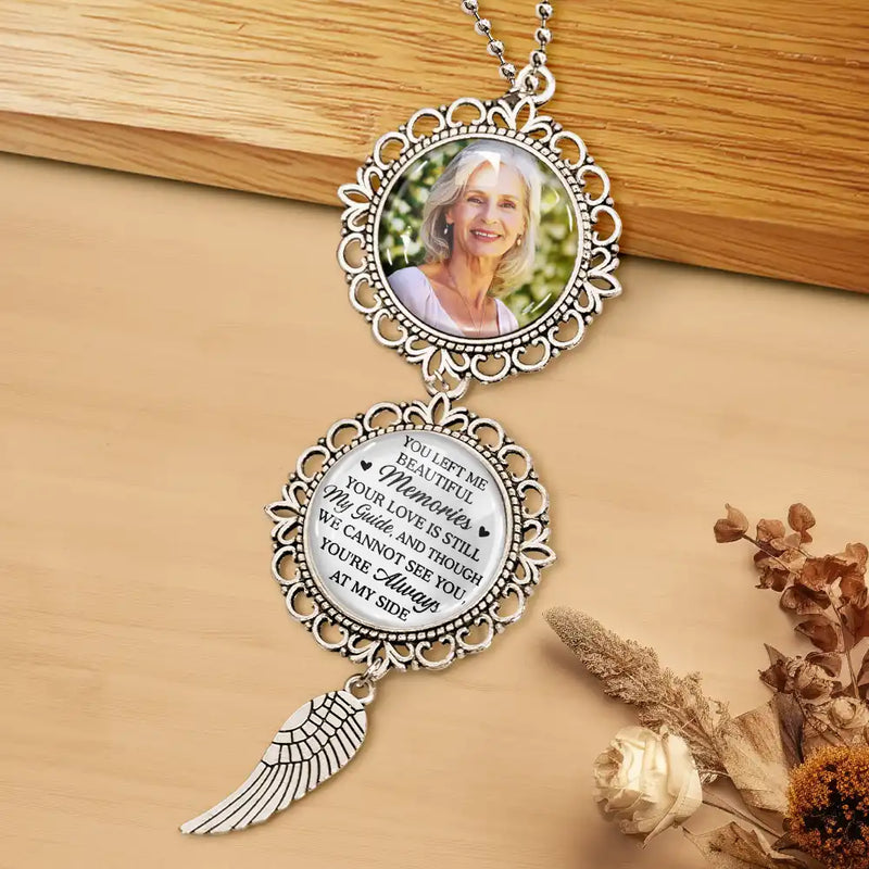 Sad,Memorial,Family,Parents,Gift For Grandparents - Custom Photo You Left Me Beautiful Memories Memorial - Personalized Photo Pendant Charm
