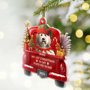 Christmas,Pet Lovers,Pet Mom,Pet Dad,Dog Lovers,Dog Mom,Dog Dad,Happy - My 1st Christmas In My Forever Home 3D Effect Dog - Personalized Custom Shaped Acrylic Ornament