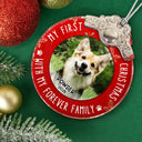 Pet Lovers,Custom Photo,Christmas,Happy - Custom Photo First Christmas Pet Lovers - Personalized Glass Ornament With Silver Cap