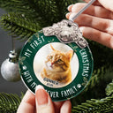 Pet Lovers,Custom Photo,Christmas,Happy - Custom Photo First Christmas Pet Lovers - Personalized Glass Ornament With Silver Cap