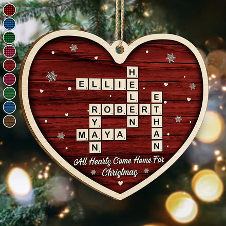 Crossword All Hearts Come Home For Christmas - Personalized Custom Shaped Wooden Ornament