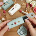 Gift For Women,Gift For Wife,Gift For Girlfriend,Love,Christian - God Says You Are Birth Month Flower - Personalized Leather Lipstick Case Keychain With Mirror