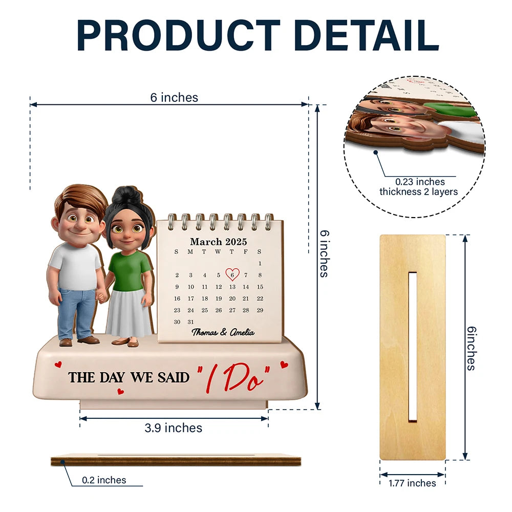 Gift For Couples,Gift For Husband,Gift For Wife,Gift For Boyfriend,Gift For Girlfriend,LGBT,Love - Calendar The Day Our Love Began - Personalized Custom Shaped 2-Layered Wooden Plaque
