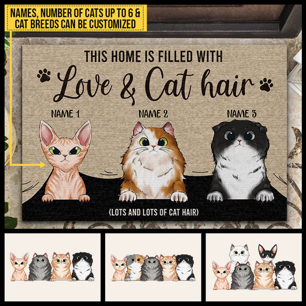 This Home Is Filled With Love & Cat Hair Custom Doormat, Funny Cat Doormat, Home Decor, Cat Lovers Gift