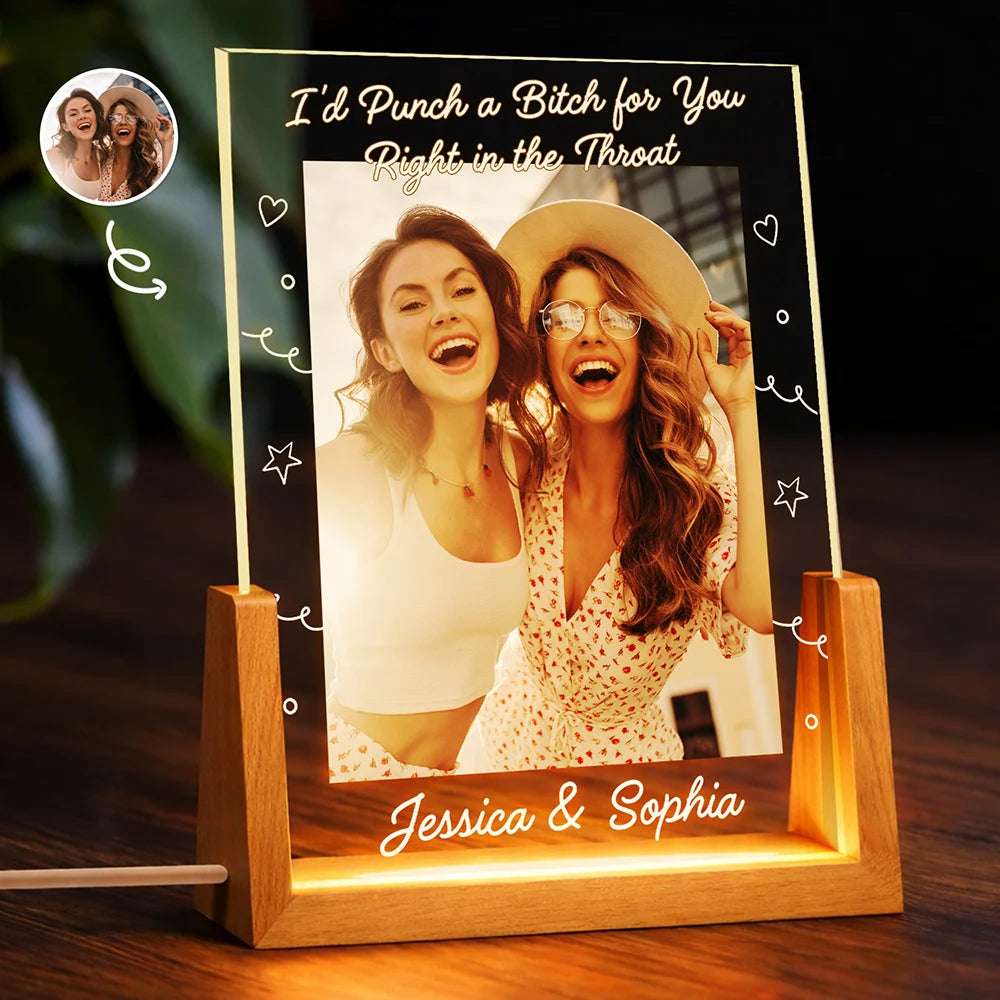 Old Best friends,Gift For Bestie - Custom Photo A True Friendship Is A Journey Without An End - Personalized Night Light