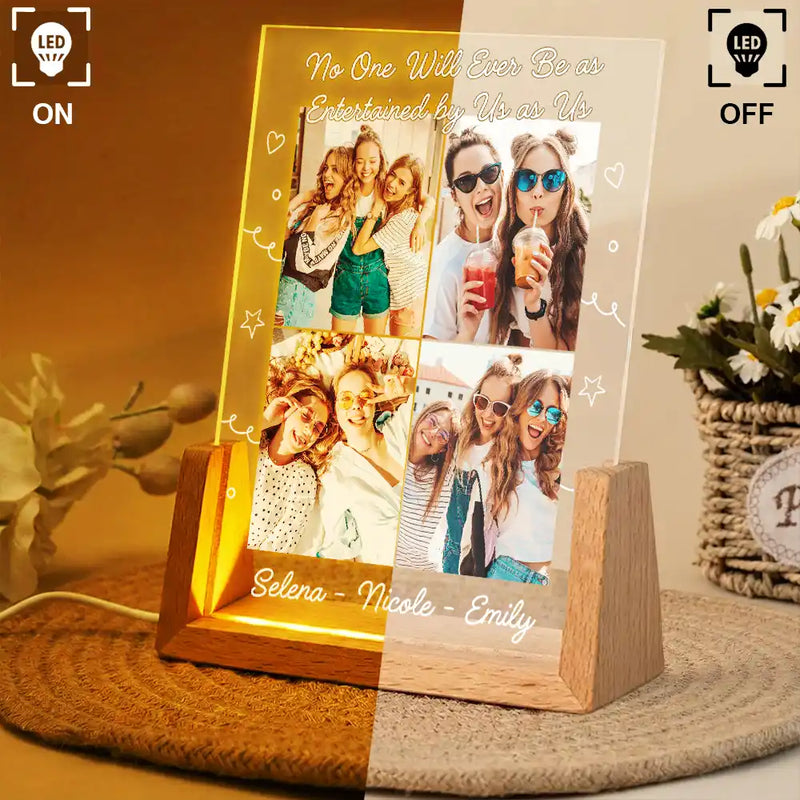 Old Best friends,Gift For Bestie - Custom Photo A True Friendship Is A Journey Without An End - Personalized Night Light
