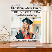 Graduation,Gift For Yourself,Gift For Women,Gift For Men - Custom Photo Graduation Newspapers - Personalized Vertical Rectangle Acrylic Plaque