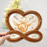 Mom,Daughters (Adult),Daughters (Young),Sad,Memorial - Heartfinity The Love Between Mother & Daughters - Personalized 2-Layered Wooden Plaque With Stand