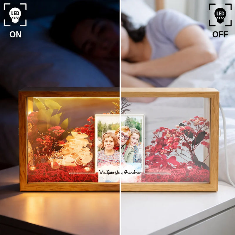 Gift For Wife, Gift For Mother, Gift For Women, Gift For Grandma, Mom - Daughters (Young), Mom - Sons, Mom - Children, Mom - Daughters (Adult), Love - Custom Photo Watercolor Painting Mother And Daughter Forever Linked Together - Personalized Flower Light Box